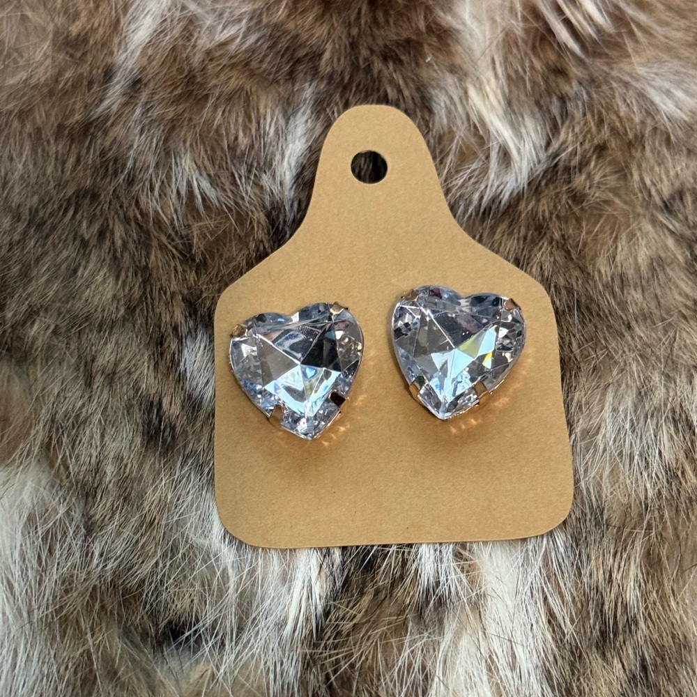 Heart bling stud earrings